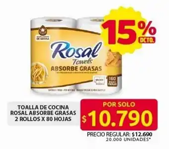 Ara Toalla de cocina rosal absorbe grasas 2 rollos x 80 hojas oferta