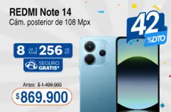 Alkosto Redmi Note 14 Cám. posterior de 108 Mpx oferta
