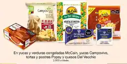 Metro En yucas y verduras congeladas McCain, yucas Campovivo, tortas y postres Popsy y quesos Del Vecchio oferta