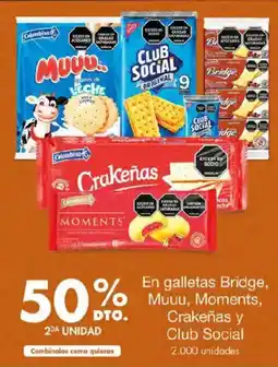 Metro En galletas Bridge, Muuu, Moments, Crakeñas y Club Social oferta