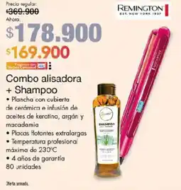 Metro Remington Combo alisadora + Shampoo oferta