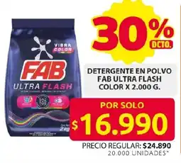 Ara Detergente en polvo fab ultra flash color oferta
