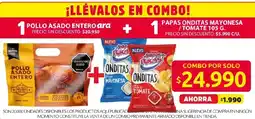 Ara Pollo asado entero ara + papas onditas mayonesa /tomate oferta