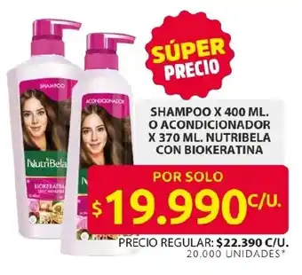 Ara Shampoo o acondicionador nutribela con biokeratina oferta