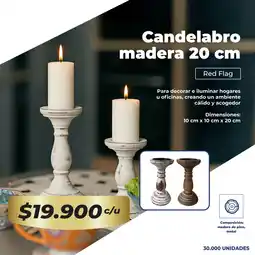 Tiendas D1 Candelabro madera Red Flag oferta