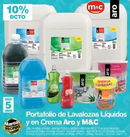 Makro Portafolio de Lavalozas Líquidos Marcas y en Crema Aro y M&C oferta