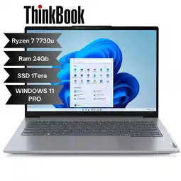 Falabella THINKBOOK INTEL RYZEN 7 7730U - Ram 24GB DDR5 - 1Tera SSD - WIN 11 PRO 14 - RJ45 oferta