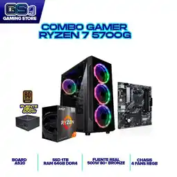 Falabella TORRE GAMER RYZEN 7 5700G RAM 64GB 1TB NVME A520 CHASIS 4 FANS RGB 500W oferta