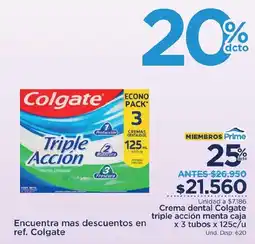 FarmaTodo Crema dental Colgate triple acción menta caja oferta