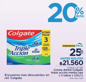 FarmaTodo Crema dental Colgate triple acción menta caja oferta