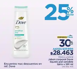 FarmaTodo Jabon corporal Dove liquido piel sensible tarro oferta