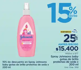 FarmaTodo Spray Johnsons baby gotas de brillo proteínas de seda oferta