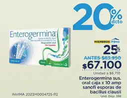 FarmaTodo Enterogermina sus. oral caja sanofi esporas de bacillus clausii oferta