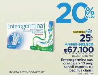 FarmaTodo Enterogermina sus. oral caja sanofi esporas de bacillus clausii oferta