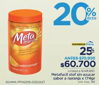 FarmaTodo Metafucil stof sin azucar sabor a naranja oferta