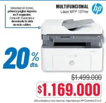 Alkosto Hp multifuncional láser mfp 137fnw oferta