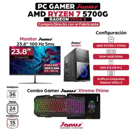 Falabella Computador De Escritorio Ryzen 7 5700G SSD 512GB RAM 16GB Monitor 24 121732 oferta
