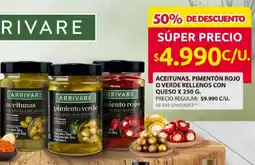 Ara Aceitunas, pimentón rojo o verde rellenos con queso oferta