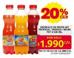 Ara Refresco de fruta hit tropical/mango/mora pet oferta