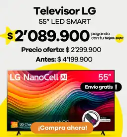 Éxito Lg led smart televisor 55" oferta
