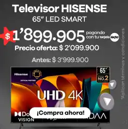 Éxito Hisense televisor led smart 65" oferta