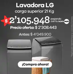 Éxito Lg lavadora carga superior oferta