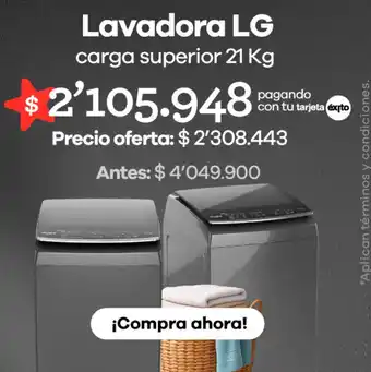 Éxito Lg lavadora carga superior oferta