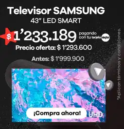 Éxito Samsung televisor led smart 43" oferta