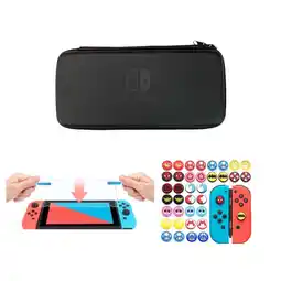 Falabella Estuche Rigido Negro + Vidrio Templado + 2 Grips Para Switch oferta