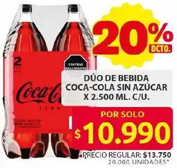 Ara Dúo de bebida coca-cola sin azúcar oferta