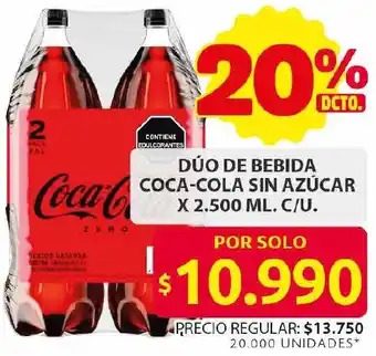 Ara Dúo de bebida coca-cola sin azúcar oferta