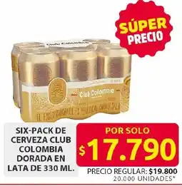 Ara Six-pack de cerveza club colombia dorada en lata oferta