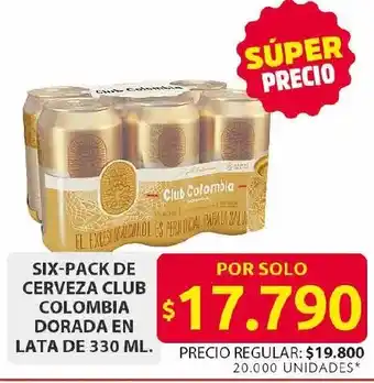 Ara Six-pack de cerveza club colombia dorada en lata oferta