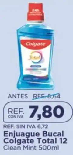 FarmaTodo Colgate enjuague bucal total 12 clean mint oferta