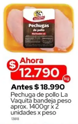 La Vaquita Supermercados Pechuga de pollo la vaquita bandeja peso aprox oferta