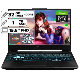 Falabella PORTÁTIL GAMER WIN 11 HOME RYZEN 7 32GB RAM 1TB SSD RTX 2050 4GB 15,6 FHD BLACK oferta