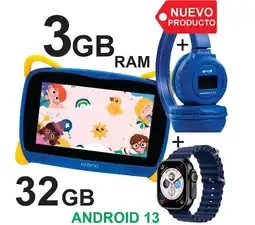 Falabella Tablet 3GB RAM 7 Pulgadas Niños Android 13 32GB Wifi + DIADEMA + RELOJ AZUL oferta