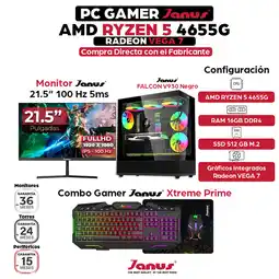 Falabella Computador Gamer AMD Ryzen 5 4655G RAM 16GB SSD 512GB Monitor 22 Pulgadas 100Hz oferta