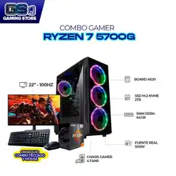 Falabella PC GAMER RYZEN 7 5700G/ RAM 64GB/ SS 2TB M.2/ MONITOR 22 FHD 100HZ + COMBO oferta