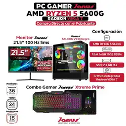 Falabella Pc AMD Ryzen 5 5600GT RAM 16GB RGB DDR4 SSD 512GB Monitor 22 Pulgadas 100Hz oferta
