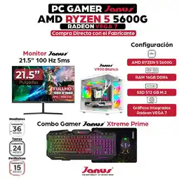 Falabella Computador Gamer AMD Ryzen 5 5600GT RAM 16GB DDR4 SSD 512GB Monitor 22 Pulgadas 100Hz oferta