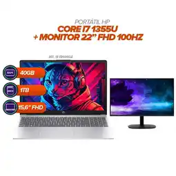 Falabella Portátil HP i7 1355U 40GB RAM 1TB SSD 156” FHD Monitor 22” FHD 100Hz oferta