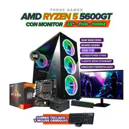 Falabella PC GAMER RYZEN 5 5600GT / 16GB RAM / 1TB SSD / BOARD ASUS A520M / 22´FHD / 350W oferta