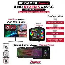 Falabella Computador Gamer AMD Ryzen 5 5600GT RAM 8GB SSD 512GB Monitor 22 Pulgadas 100Hz oferta