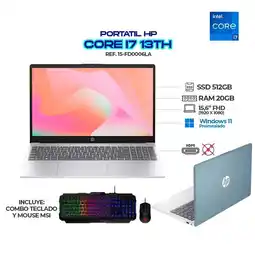 Falabella PORTATIL 15-fd0006la INTEL CI7-1355U FHD RAM 20GB SSD 512GB + COMBO MSI TECLADO Y MOUSE oferta