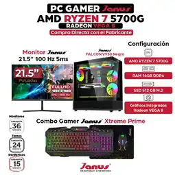 Falabella Computador Gamer AMD Ryzen 7 5700GT RAM 16GB SSD 512GB Monitor 22 Pulgadas 100Hz oferta