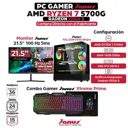 Falabella Computador Gamer AMD Ryzen 7 5700GT RAM 16GB SSD 512GB Monitor 22 Pulgadas 100Hz oferta