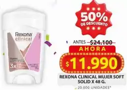 Ara Rexona clinical mujer soft solid oferta