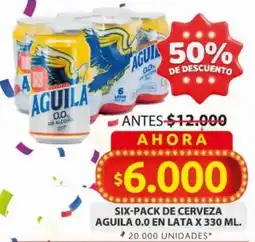 Ara Six-pack de cerveza aguila 0.0 en lata oferta