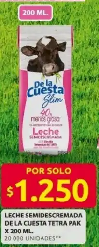 Ara Leche semidescremada de la cuesta tetra pak oferta
